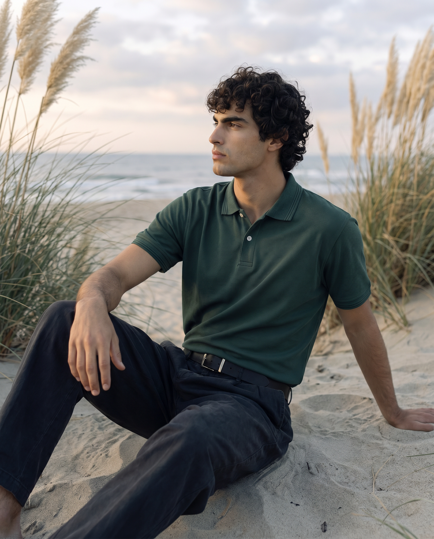 Men’s Green Piqué Polo Shirt