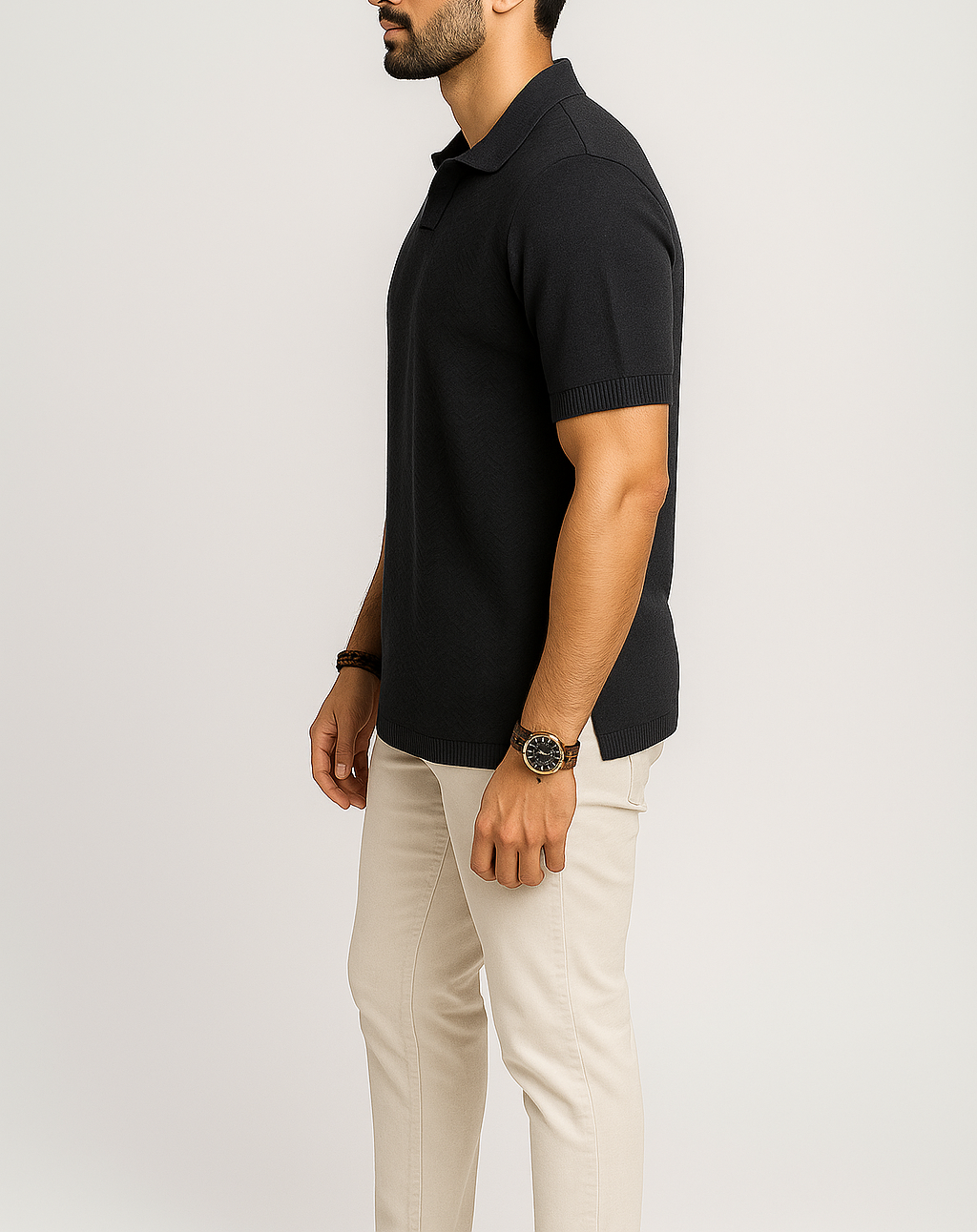 Triple Black Pattern Polo Shirt