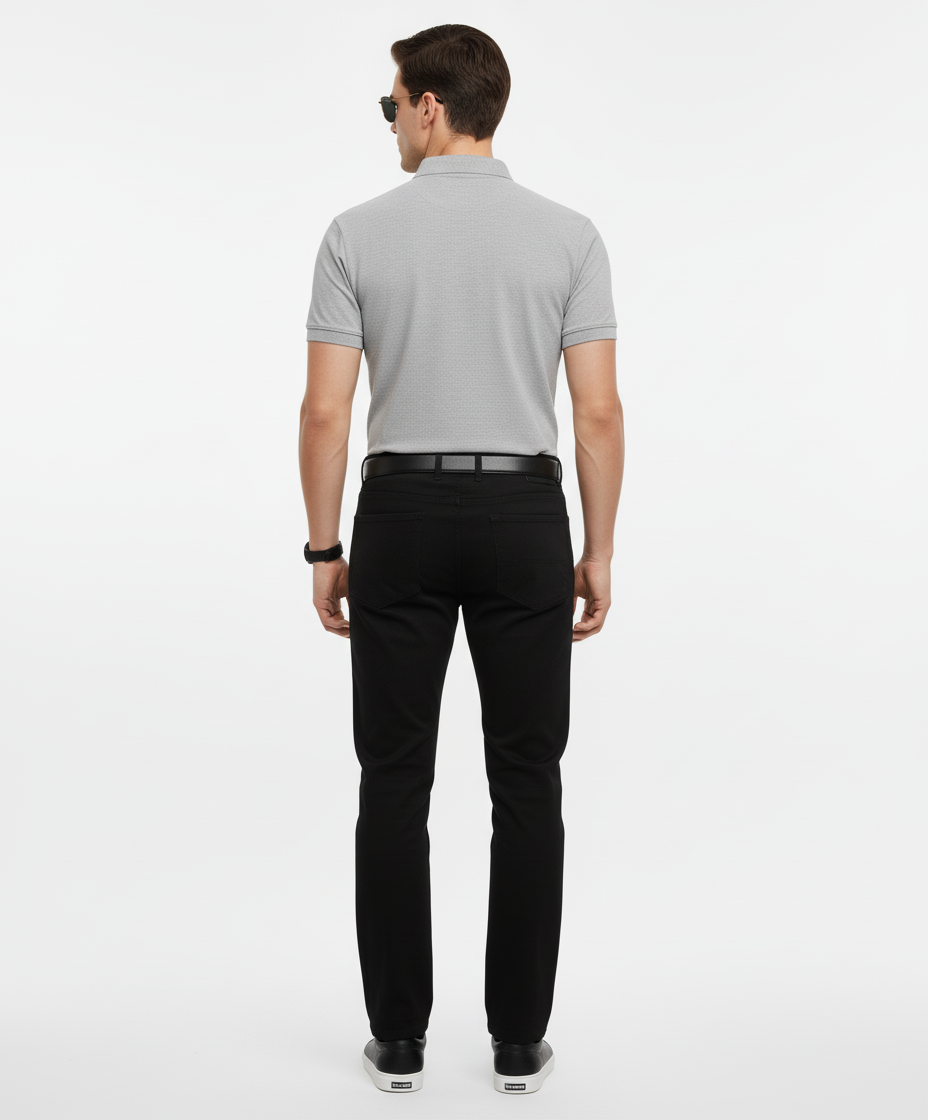 Men’s Grey Embroidered Polo Shirt