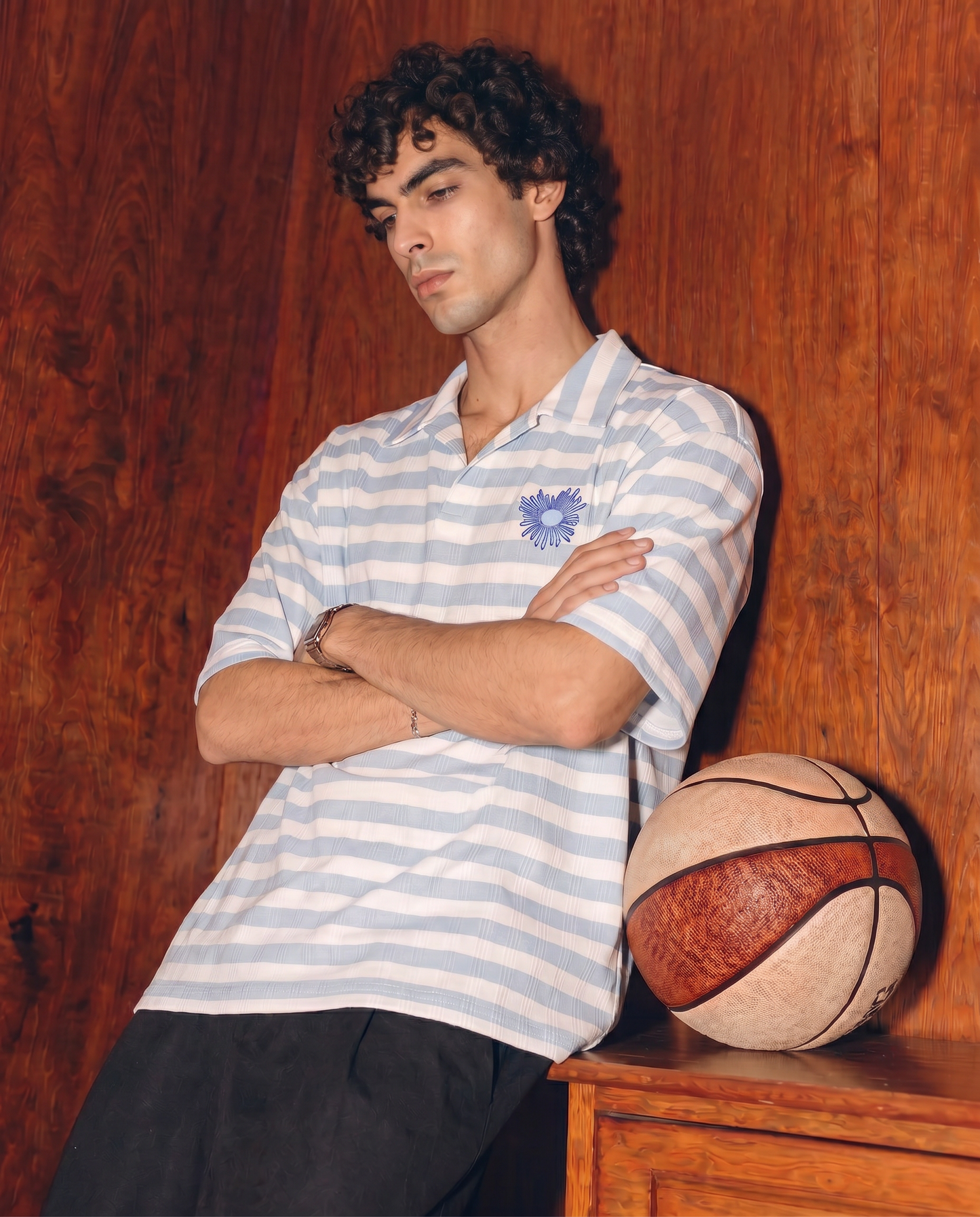 Men’s Light Blue Striped Polo Shirt