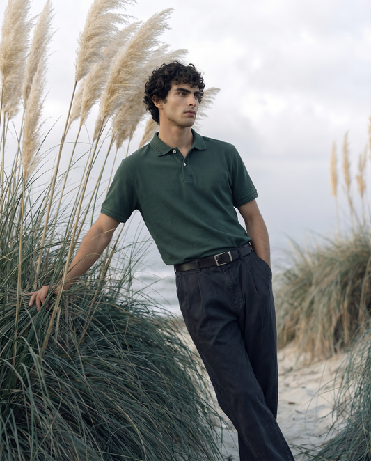 Men’s Green Piqué Polo Shirt