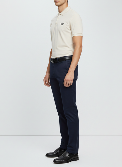 Beige Embroidered Polo Shirt