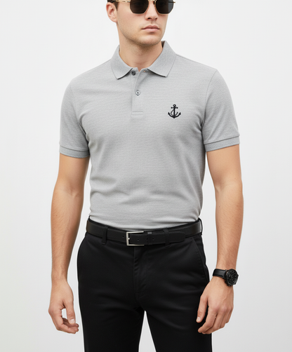Men’s Grey Embroidered Polo Shirt