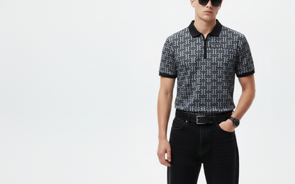 Men’s Grey Patterned Polo Shirt