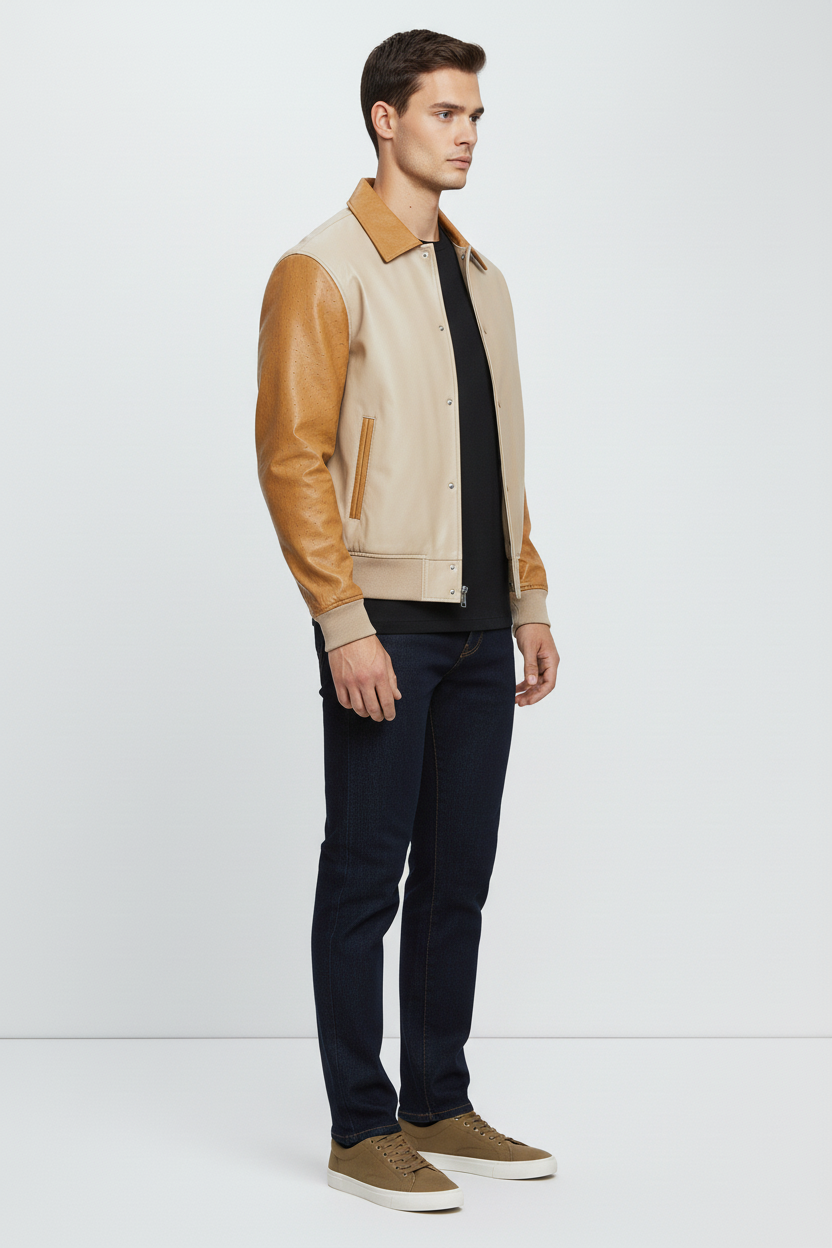 Beige Varsity Jacket