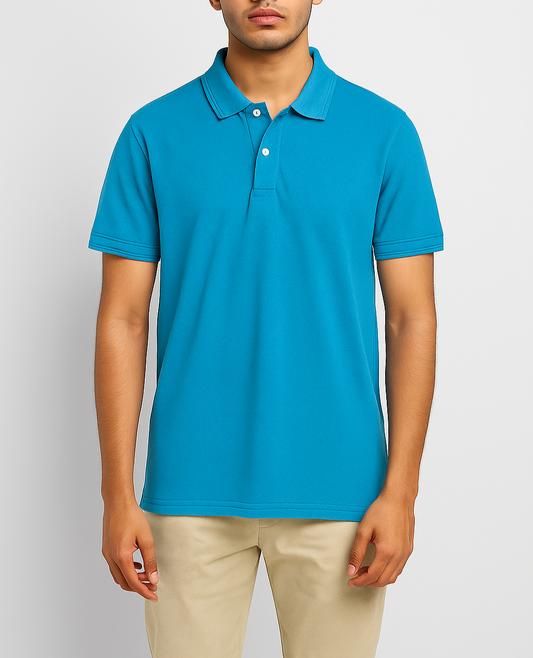 Men’s Blue Piqué Polo Shirt