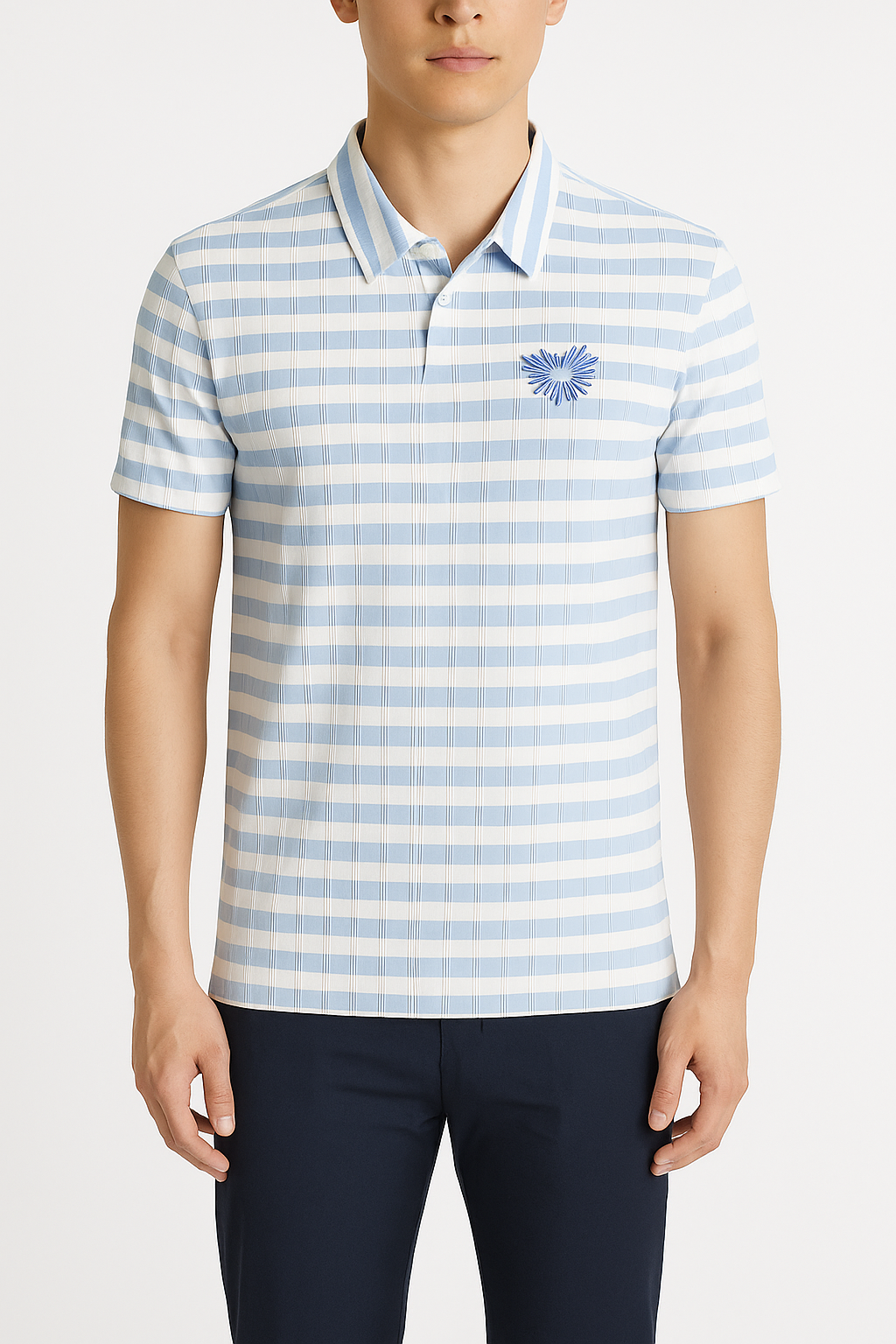Men’s Light Blue Striped Polo Shirt