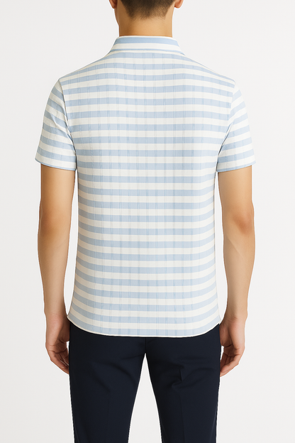 Men’s Light Blue Striped Polo Shirt
