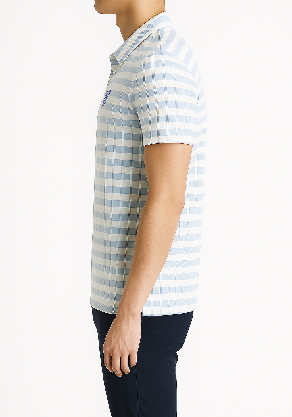 Men’s Light Blue Striped Polo Shirt