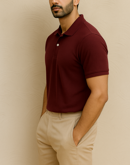 Men’s Burgundy Piqué Polo Shirt