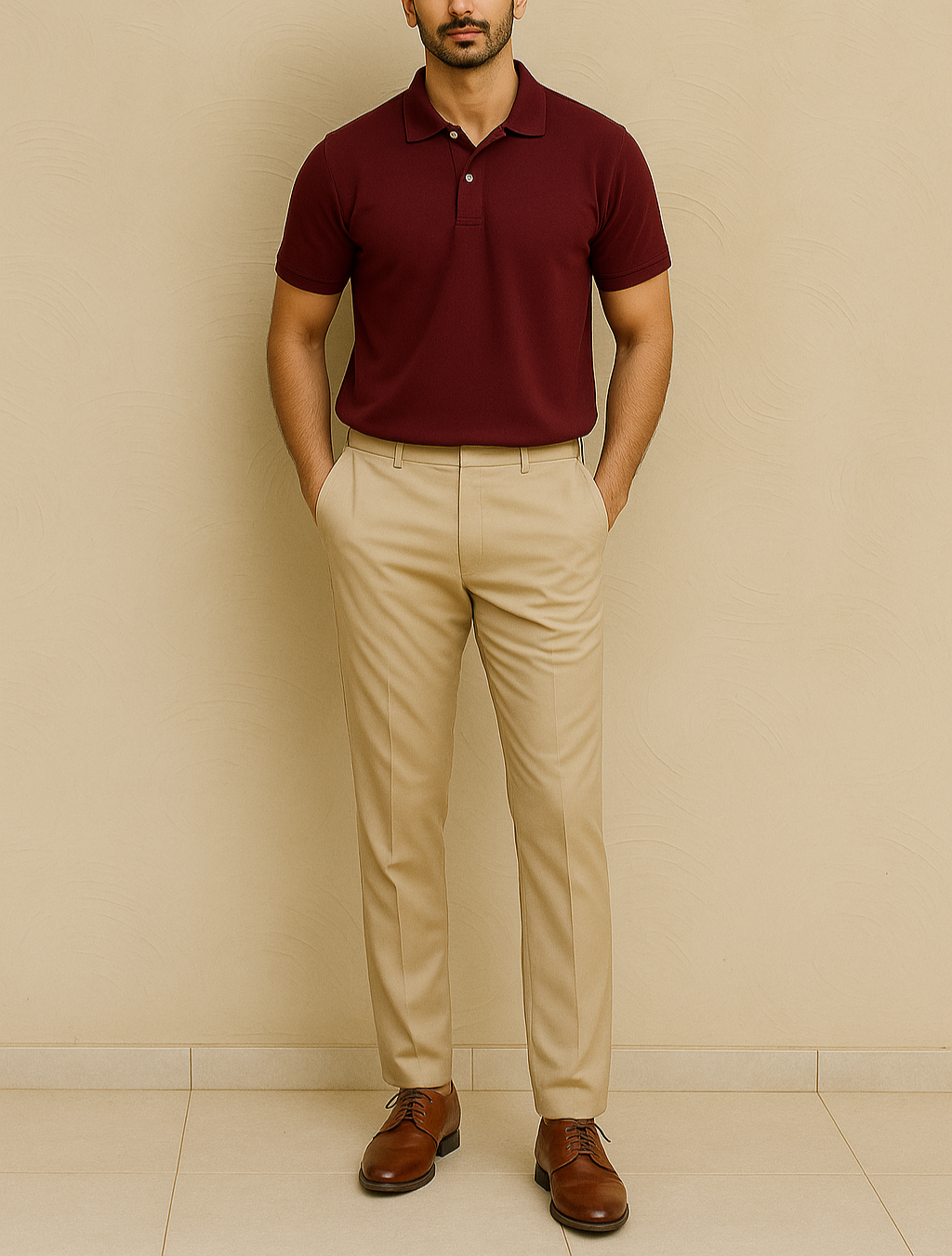 Men’s Burgundy Piqué Polo Shirt