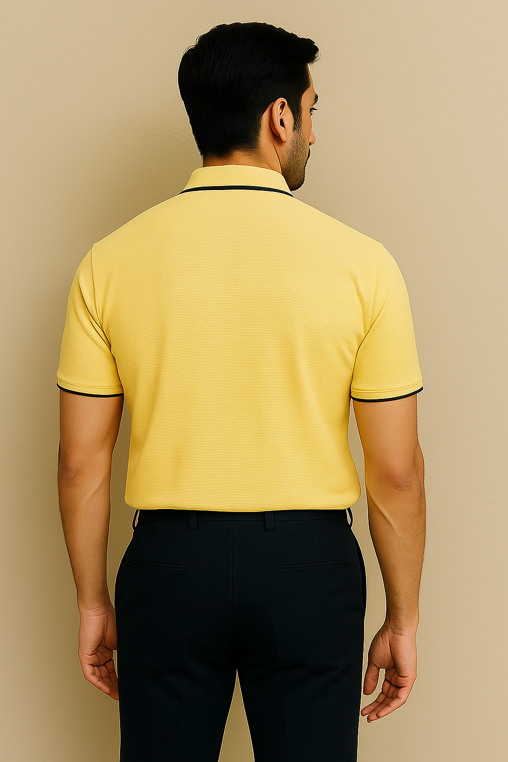 Men’s Yellow Polo Shirt with Contrast Tipping