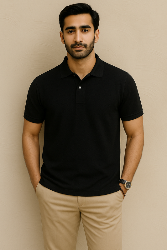 Men’s Black Piqué Polo Shirt