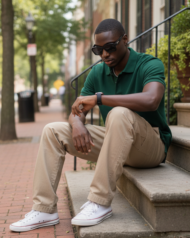 Men’s Green Piqué Polo Shirt