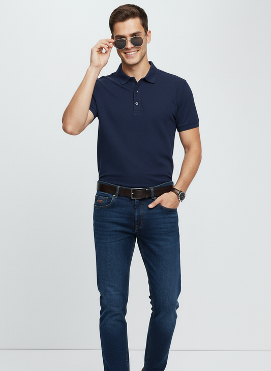 Men’s Navy Blue Piqué Polo Shirt