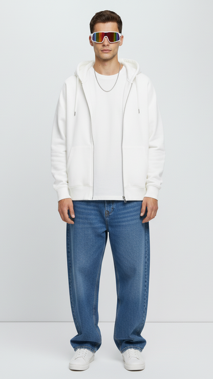 White Royals Dual Zip Hoodie