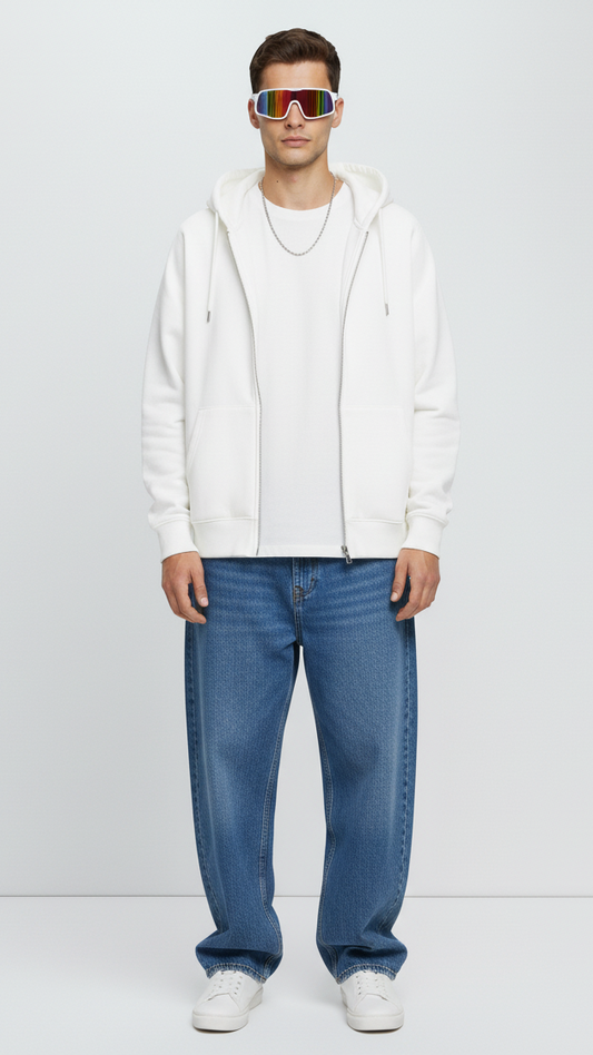 White Royals Dual Zip Hoodie