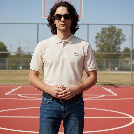 Beige Embroidered Polo Shirt