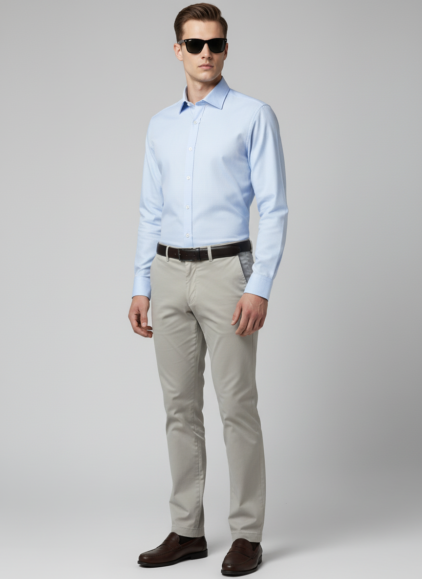 Men’s Light Blue Check Dress Shirt