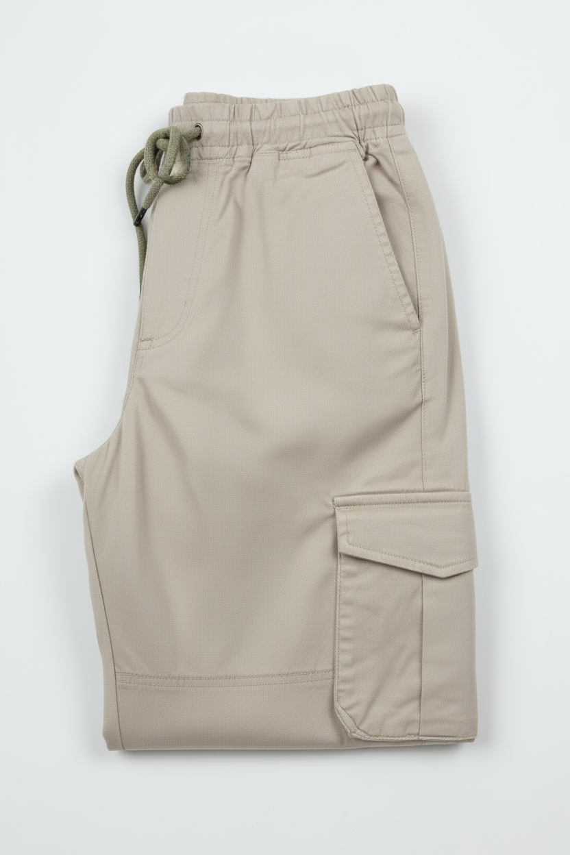 Men’s Slim Fit Cargo Jogger Pants – Khaki Beige