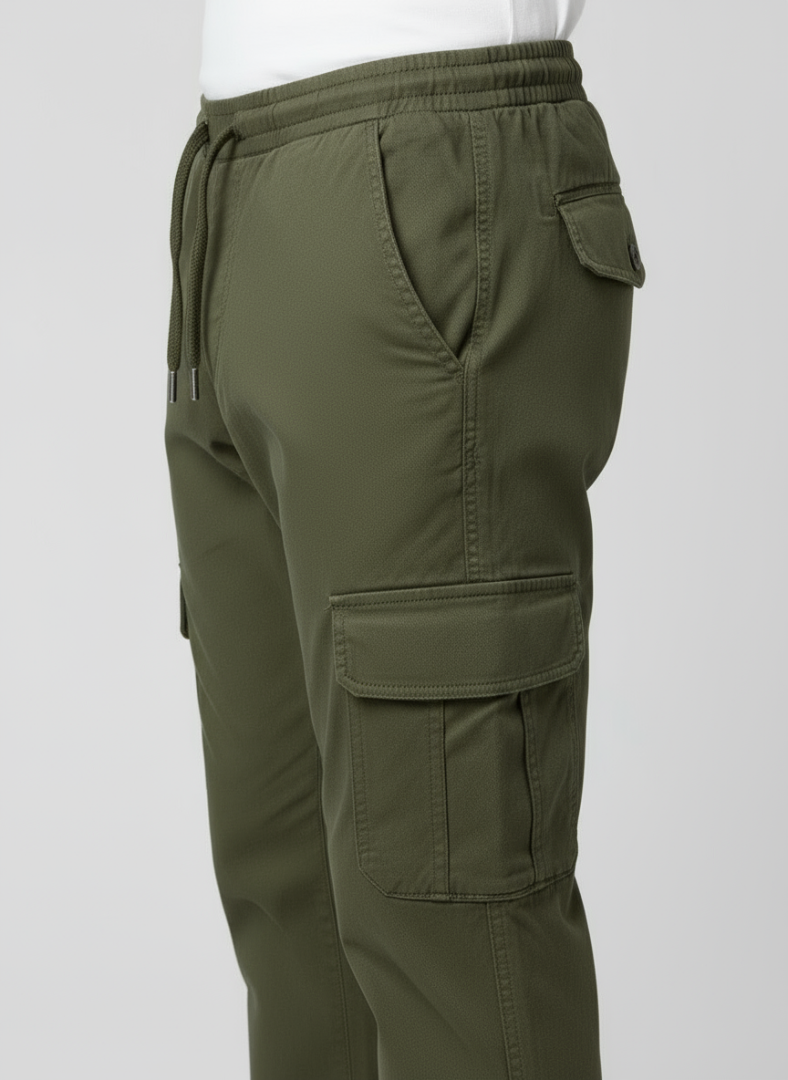 Men’s Slim Fit Cargo Jogger Pants – Olive Green