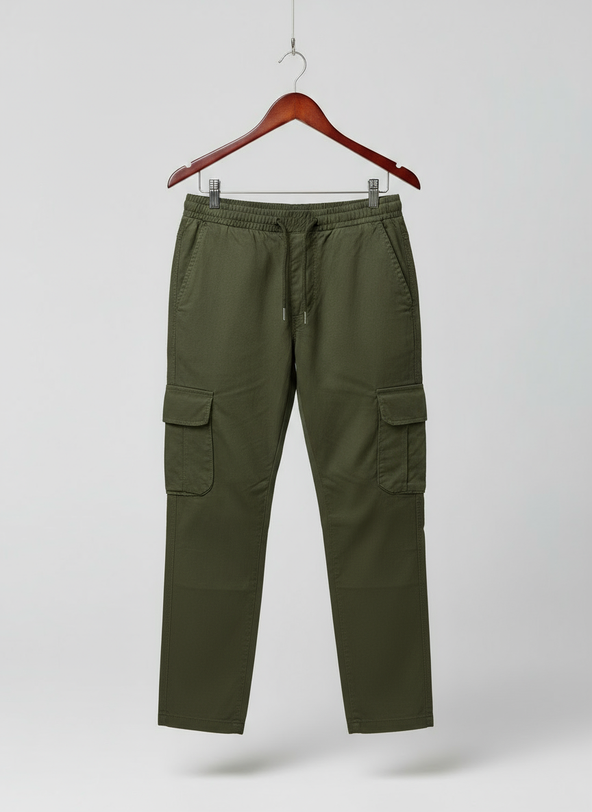 Men’s Slim Fit Cargo Jogger Pants – Olive Green