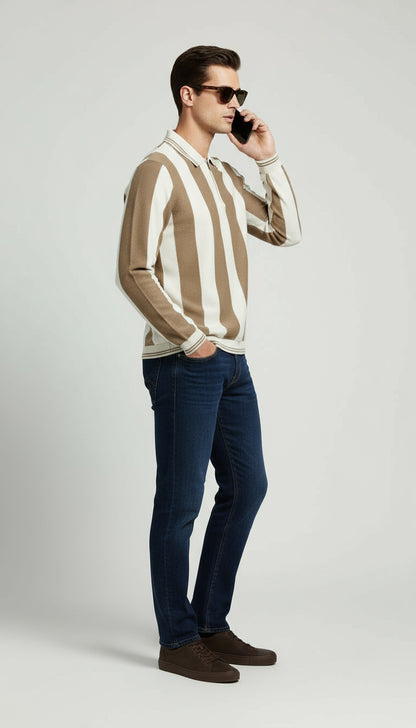 Camelo Striped Polo Shirt