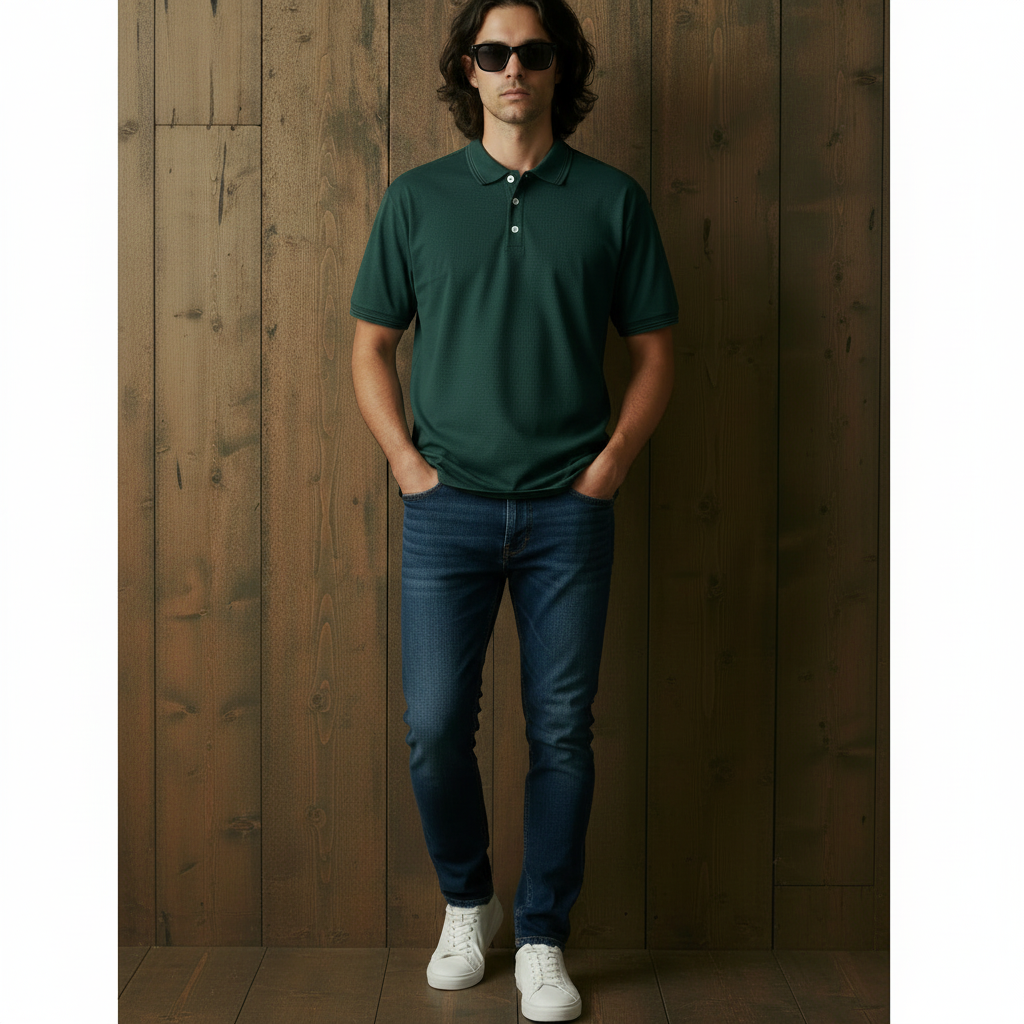 Men’s Green Piqué Polo Shirt