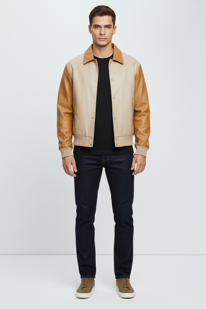 Beige Varsity Jacket
