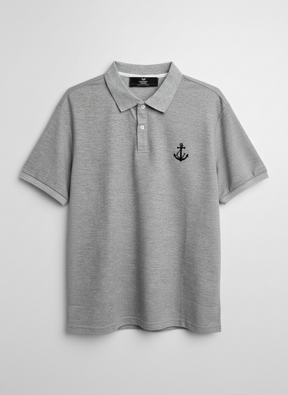 Men’s Grey Embroidered Polo Shirt