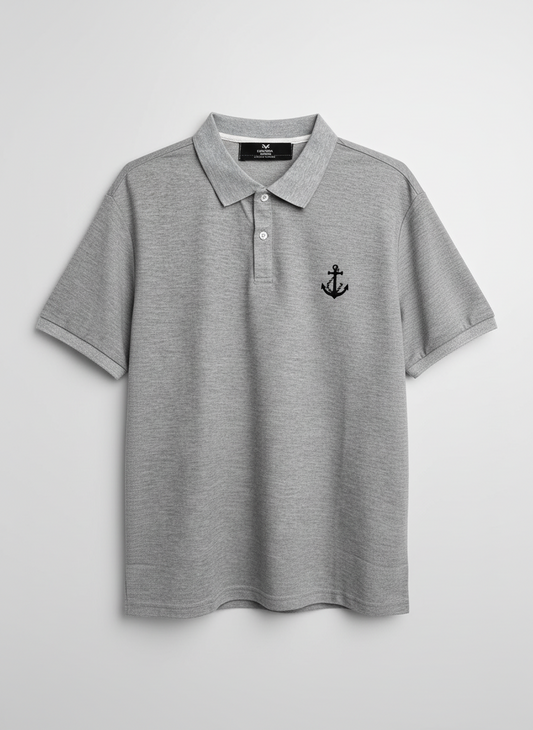 Men’s Grey Embroidered Polo Shirt