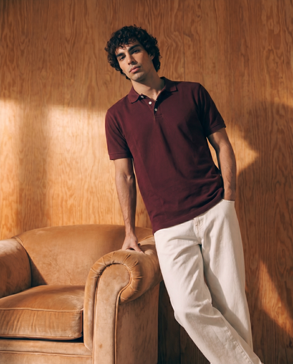 Men’s Burgundy Piqué Polo Shirt