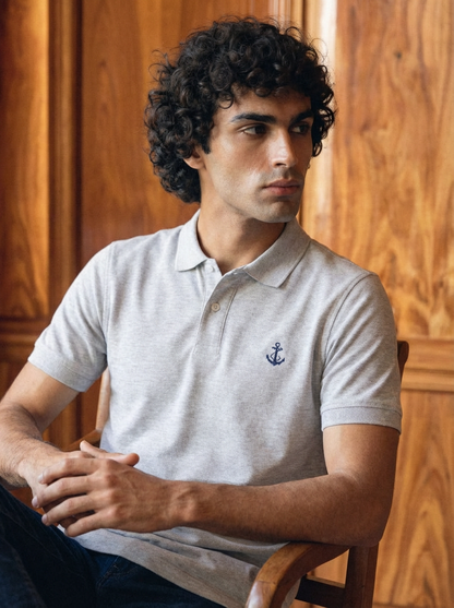 Men’s Grey Embroidered Polo Shirt