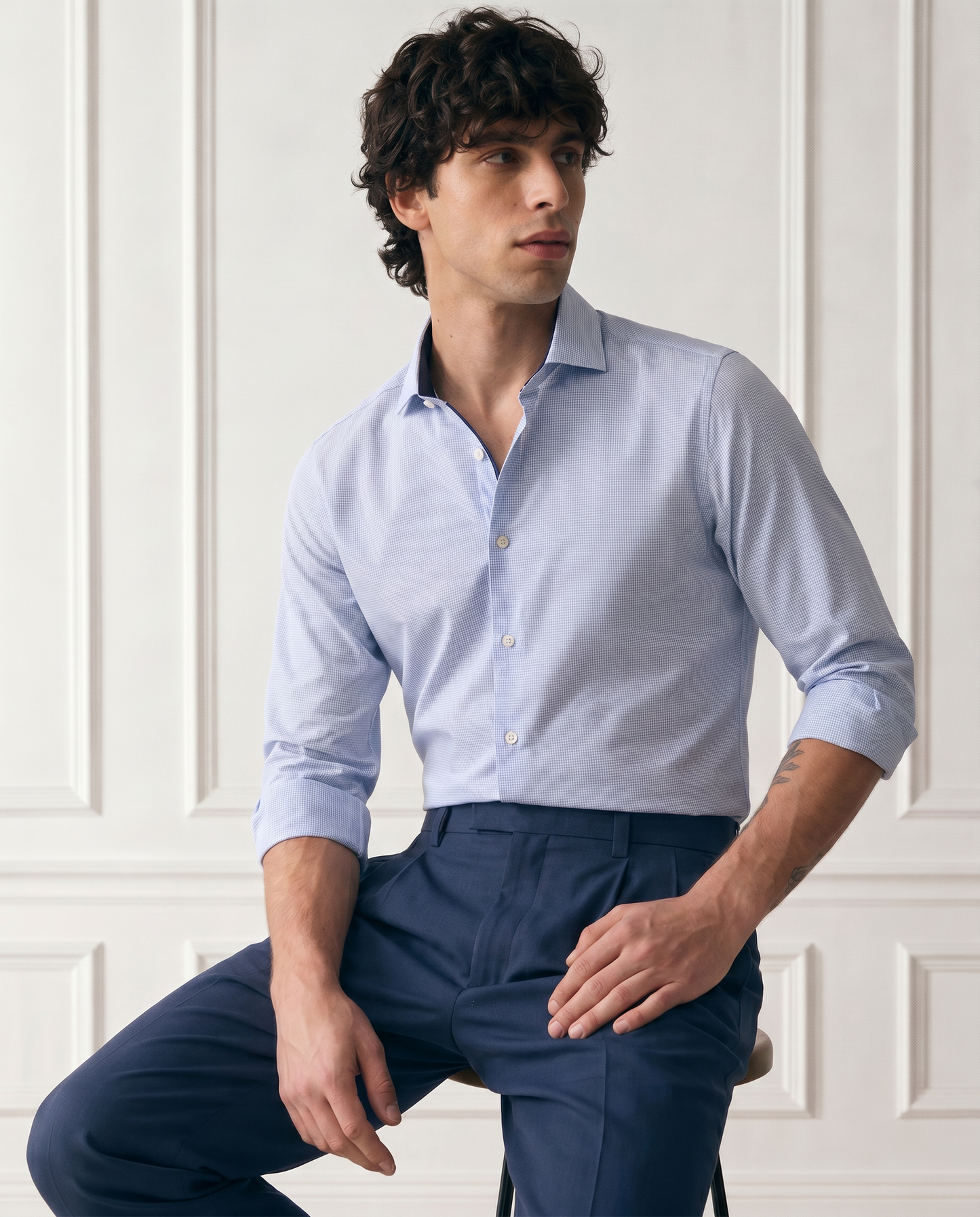 Men’s Light Blue Check Shirt