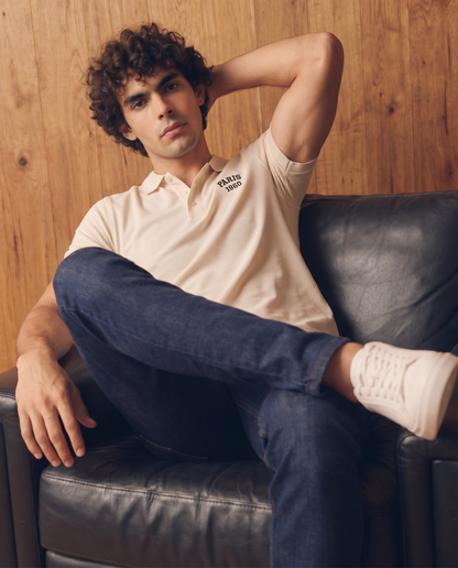 Beige Embroidered Polo Shirt