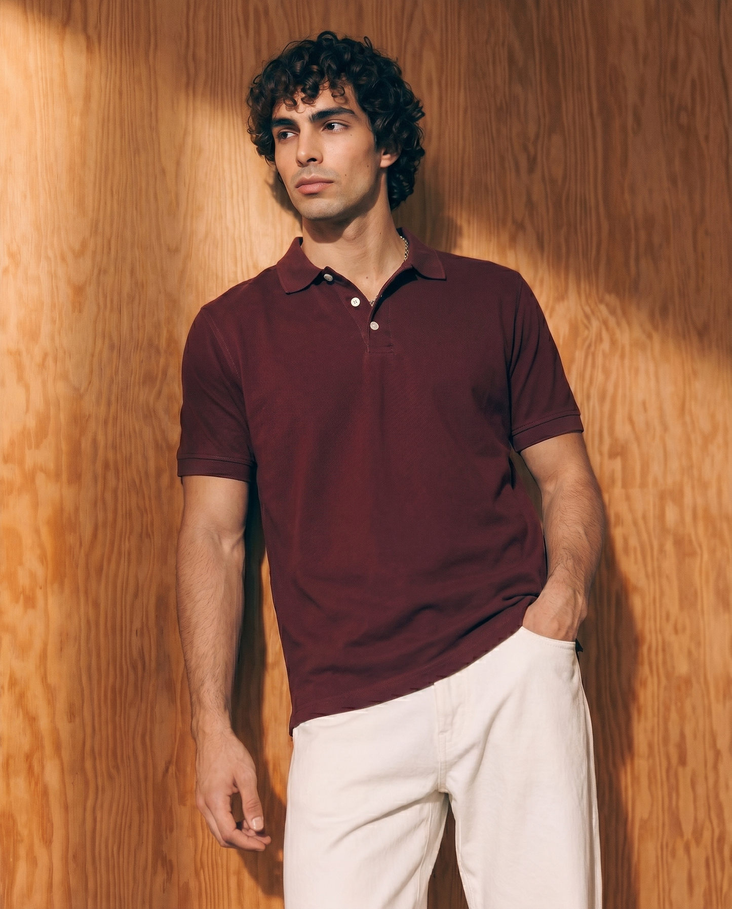Men’s Burgundy Piqué Polo Shirt