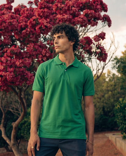 Premium Green Pique Polo Shirt
