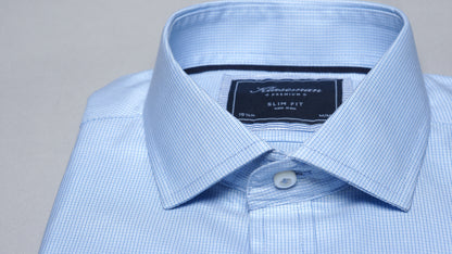 Men’s Light Blue Check Dress Shirt