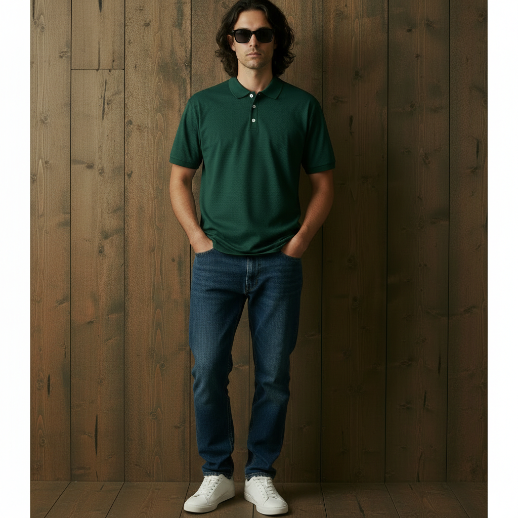 Men’s Green Piqué Polo Shirt