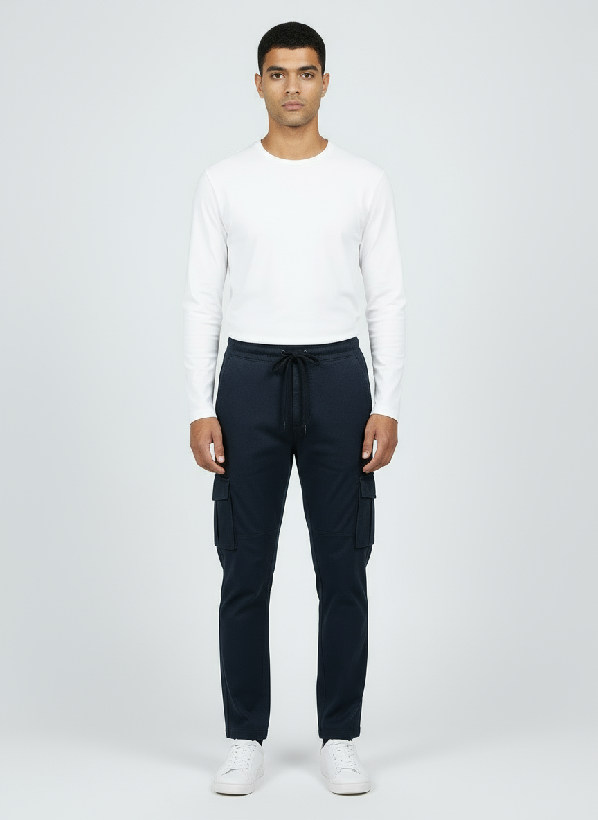 Men’s Slim Fit Cargo Jogger Pants- Navy Blue