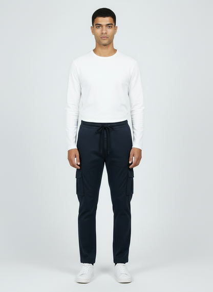 Men’s Slim Fit Cargo Jogger Pants- Navy Blue