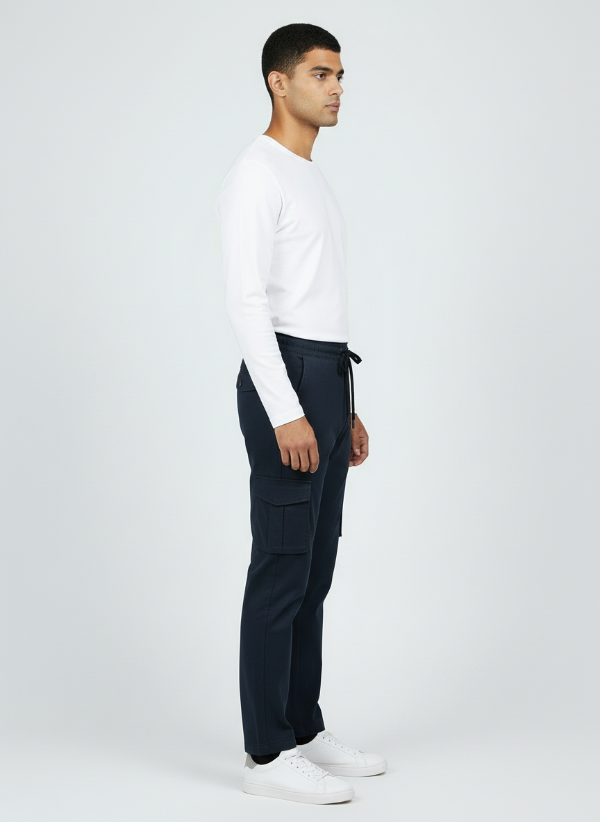 Men’s Slim Fit Cargo Jogger Pants- Navy Blue