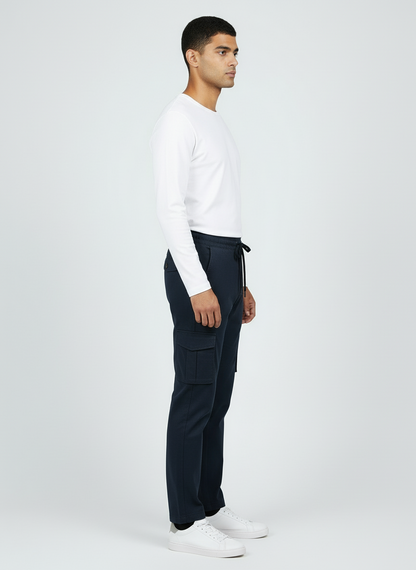 Men’s Slim Fit Cargo Jogger Pants- Navy Blue