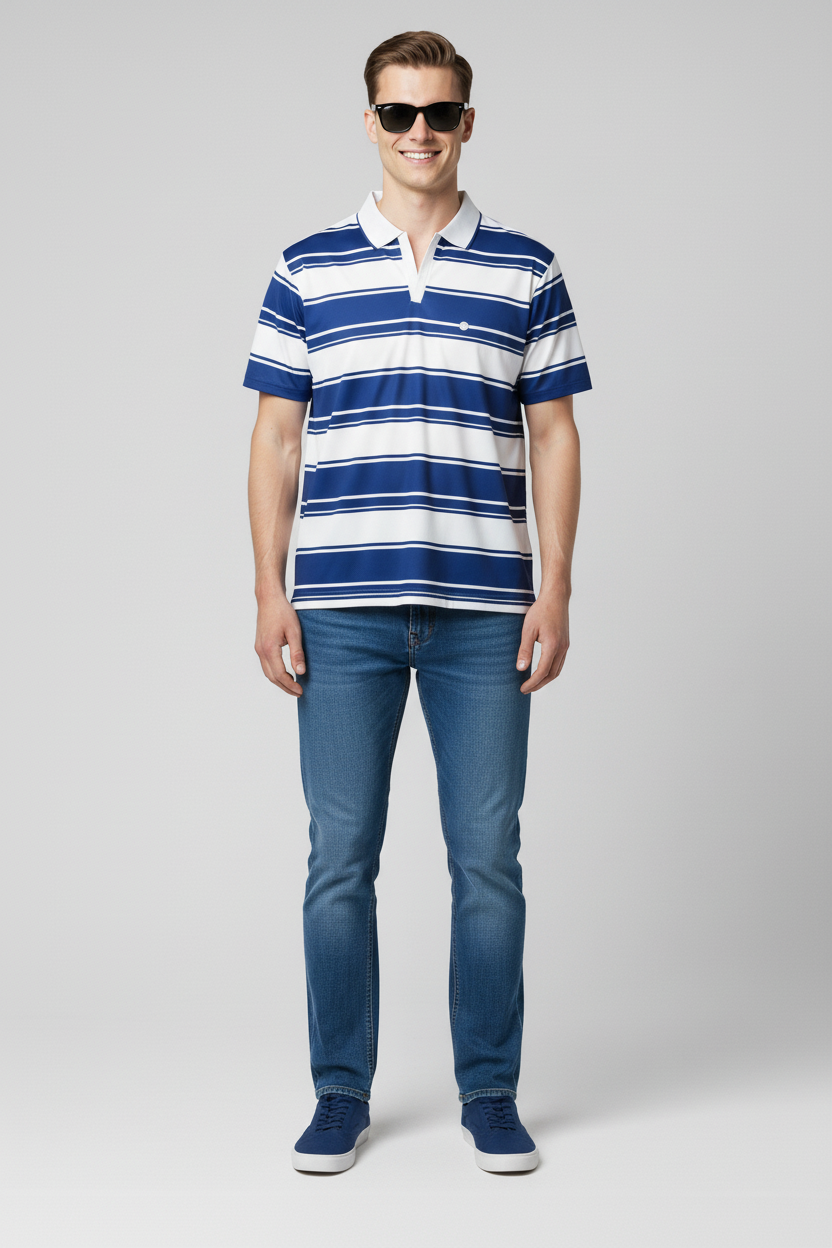 Wide Striped Polo Shirt