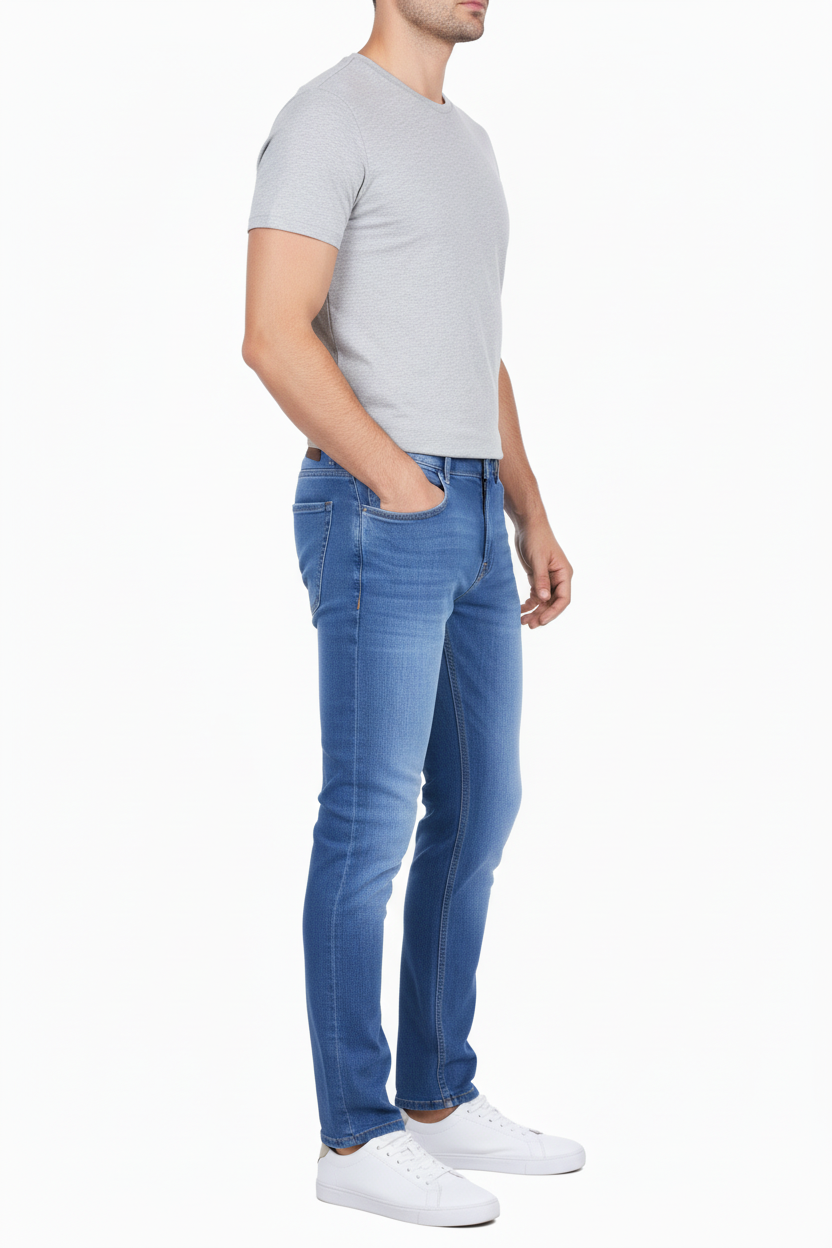 Men’s Slim Fit Stretch Denim Jeans – Classic Blue