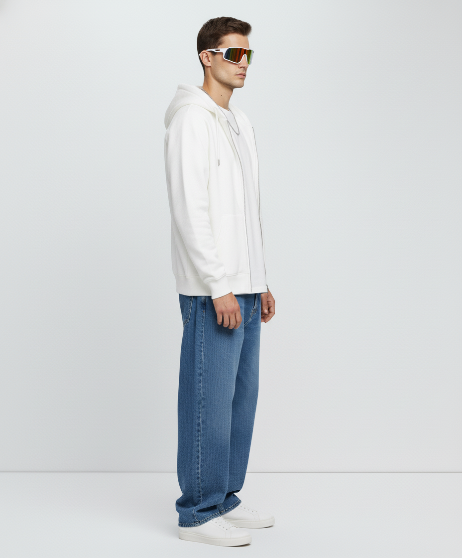 White Royals Dual Zip Hoodie