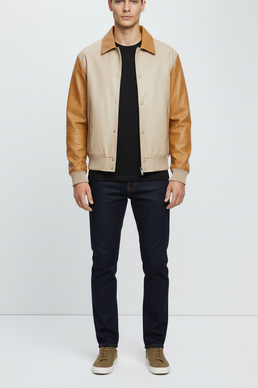 Beige Varsity Jacket