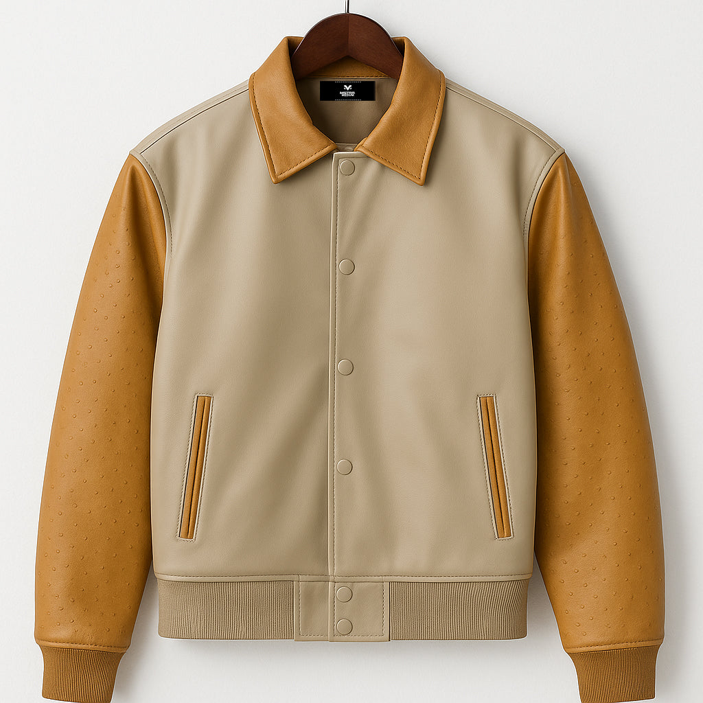 Beige Varsity Jacket