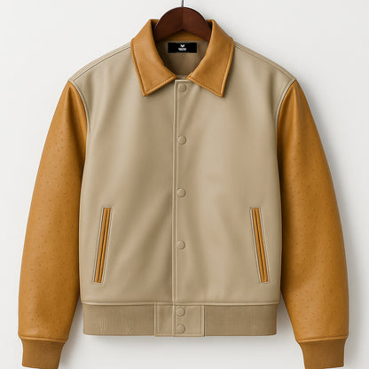 Beige Varsity Jacket