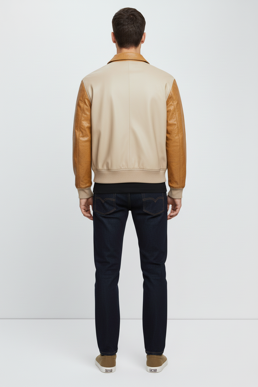 Beige Varsity Jacket